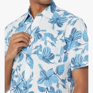 Amazon Essentials White and Blue Floral Shirt